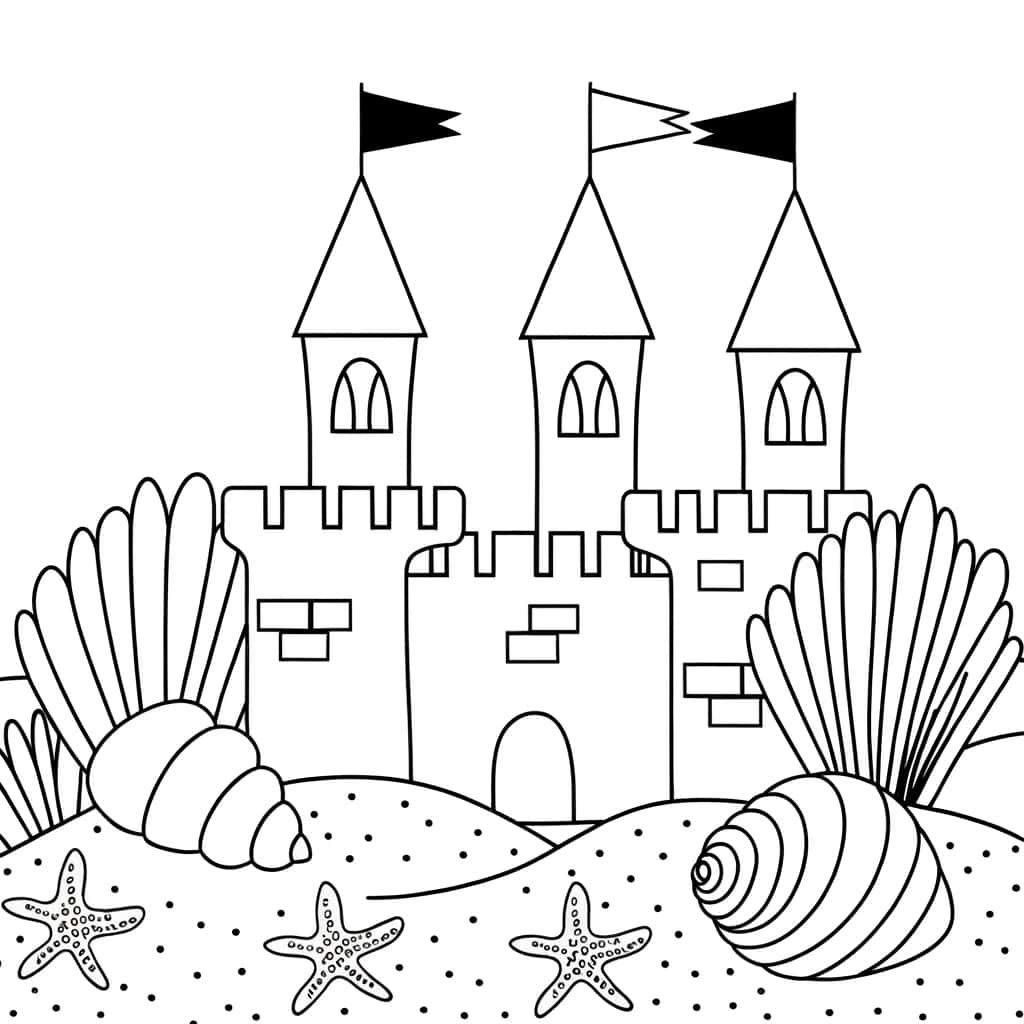 Coloriage Château de sable à imprimer et colorier