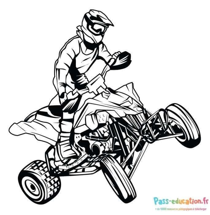 Coloriage Pilote sur quad à imprimer et colorier