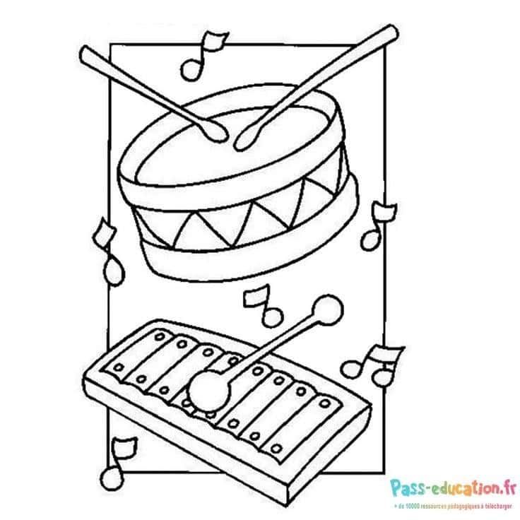 Coloriage Percussion et mélodie à imprimer et colorier