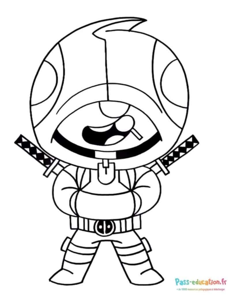 Coloriage Ninja souriant à imprimer et colorier