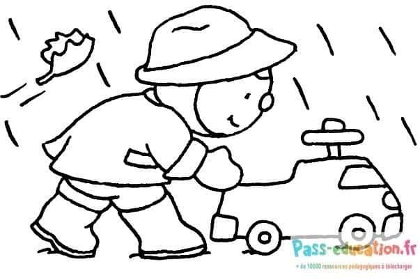 Coloriage Petit explorateur pluvieux à imprimer et colorier