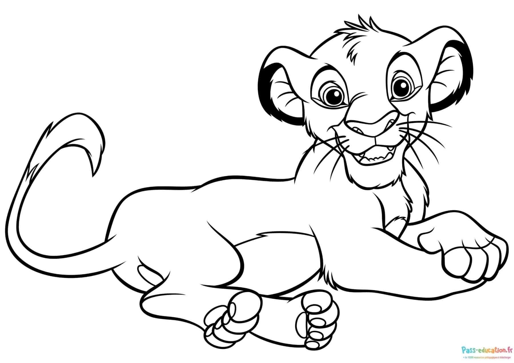 Coloriage Jeune lion à imprimer et colorier