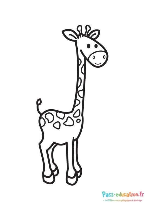 Coloriage Girafe souriante à imprimer et colorier