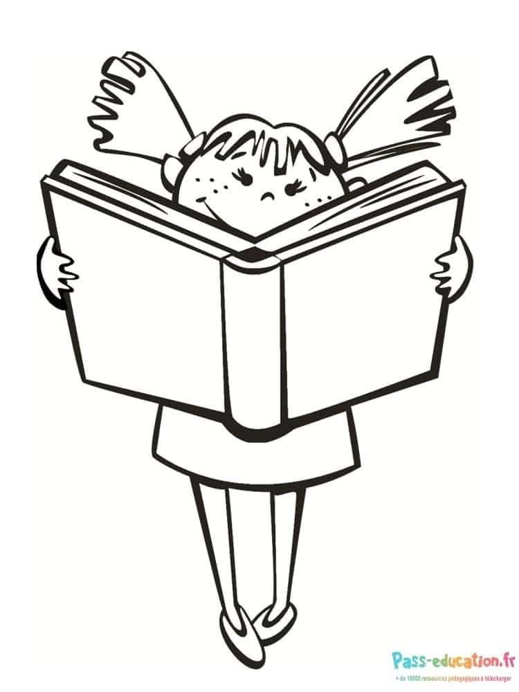 Coloriage Petite lectrice à imprimer et colorier