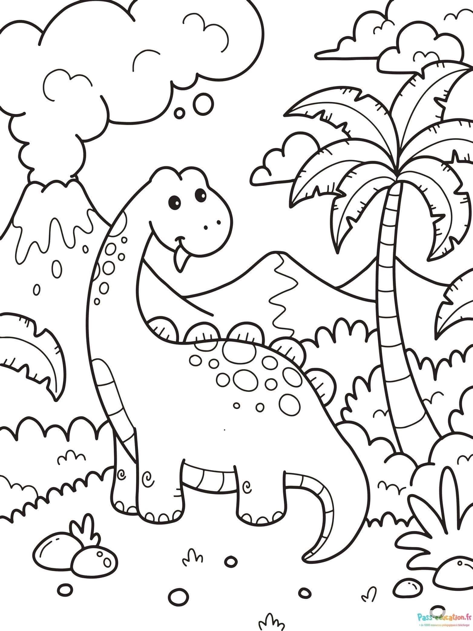 Coloriage Dinosaure amical à imprimer et colorier