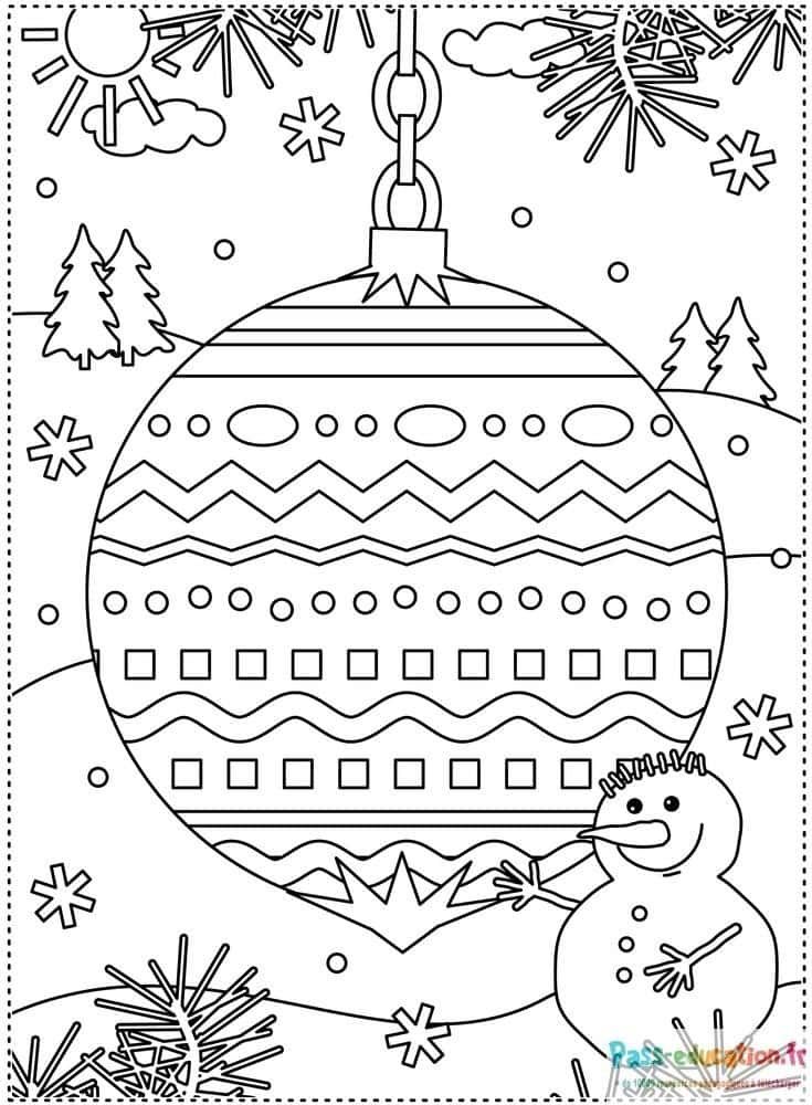 Coloriage Boule de Noël à imprimer et colorier