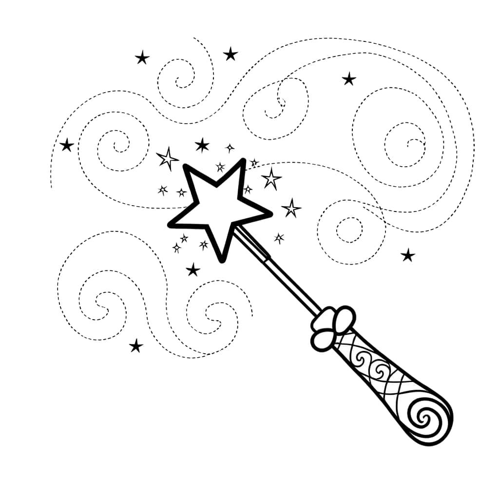 Coloriage Baguette Magique Étoilée à imprimer et colorier
