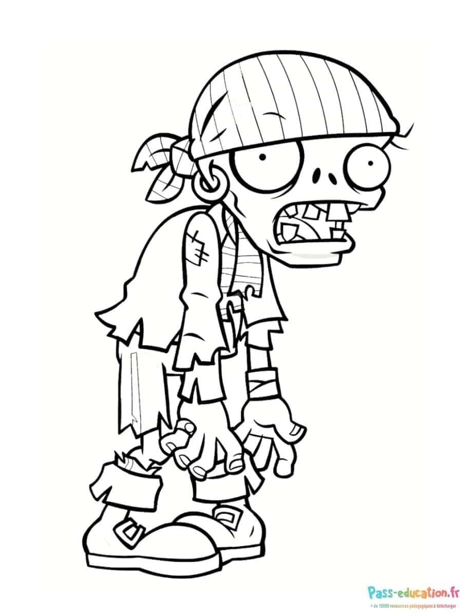 Coloriage Jeune zombie débraillé à imprimer et colorier