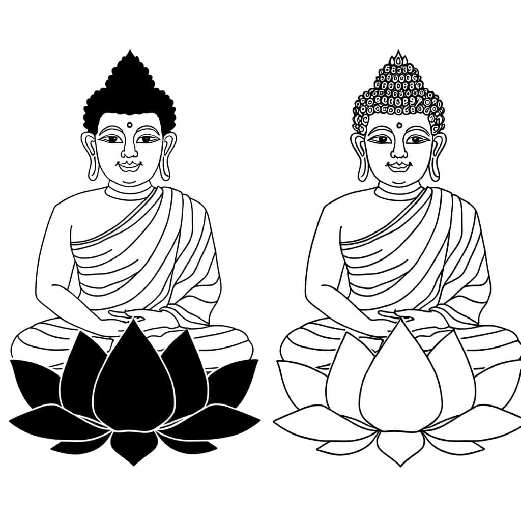 Coloriage Méditation Bouddha à imprimer et colorier