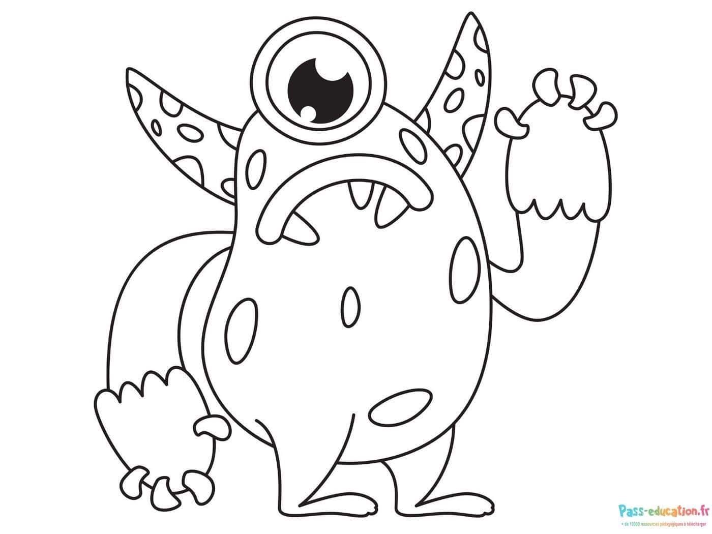 Coloriage Monstre rigolo à imprimer et colorier