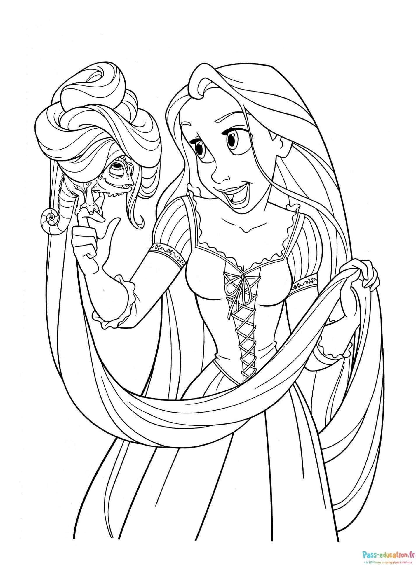 Coloriage Raiponce à coiffer à imprimer et colorier