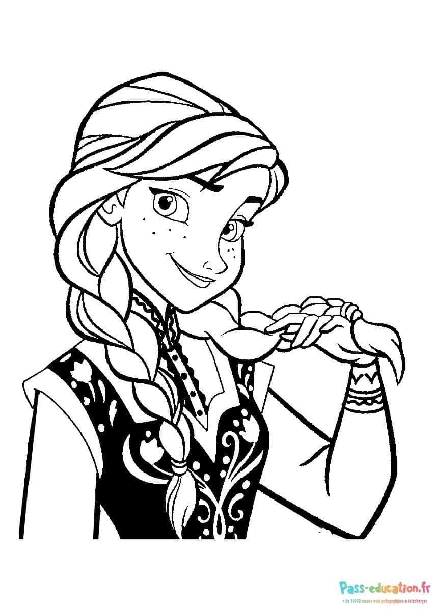 Coloriage Anna de dos à imprimer et colorier