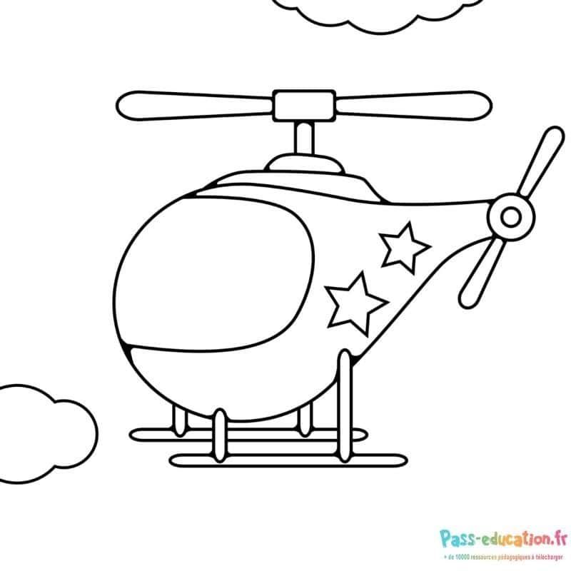 Coloriage Hélicoptère étoilé à imprimer et colorier