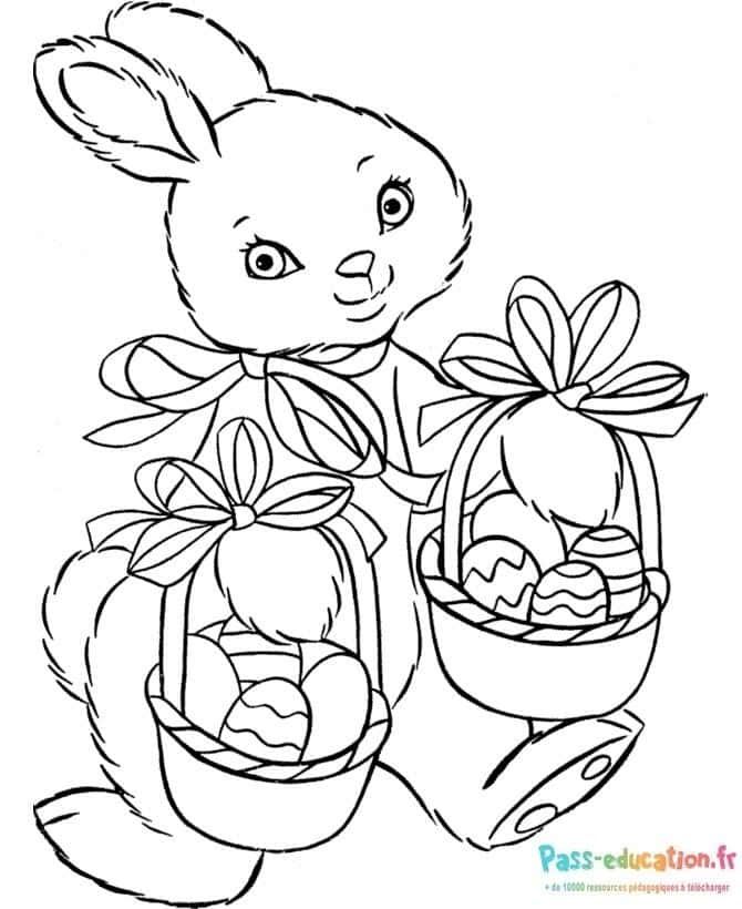 Coloriage Lapin de Pâques à imprimer et colorier