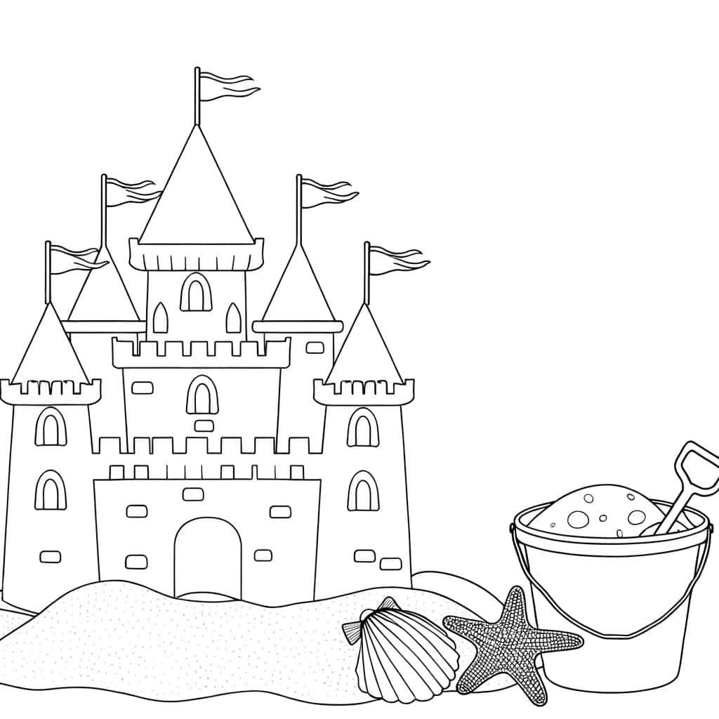 Coloriage Château de sable à imprimer et colorier