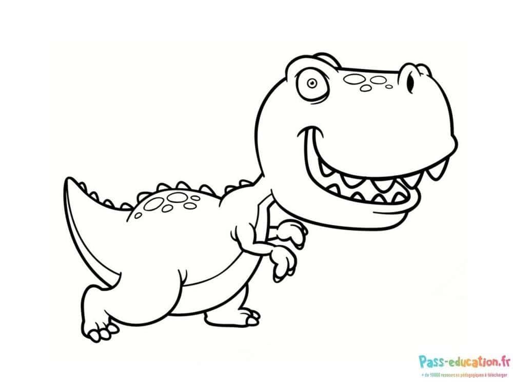 Coloriage Dinosaure souriant à imprimer et colorier