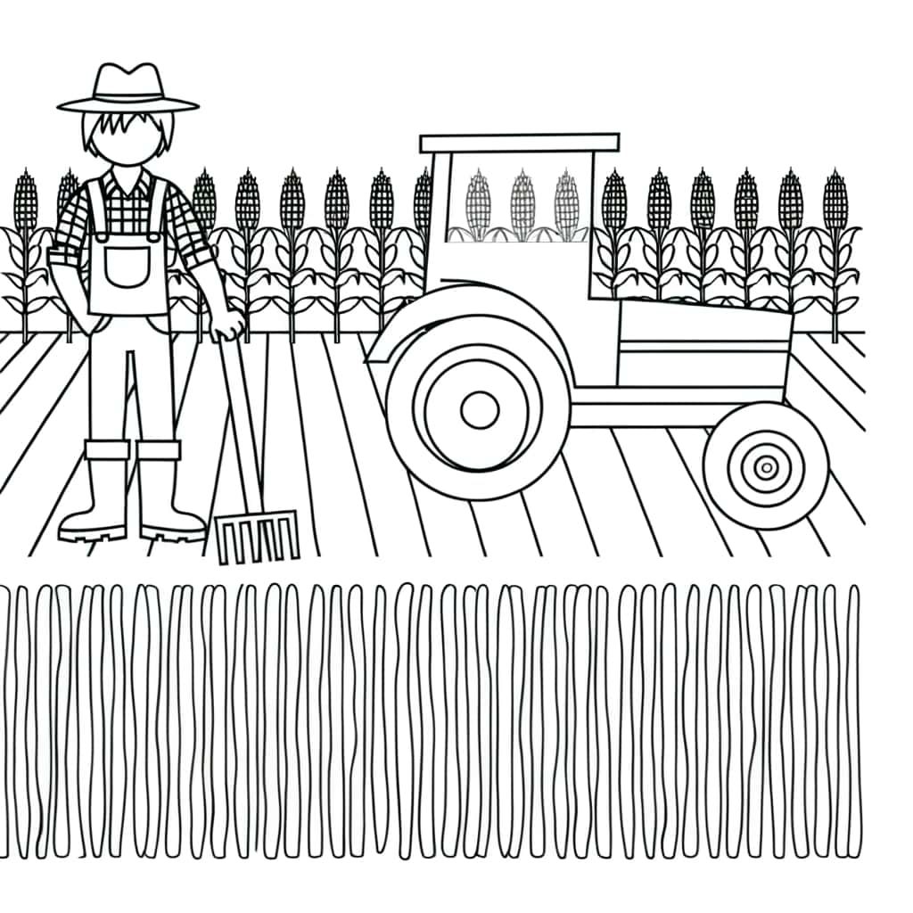 Coloriage Fermier et tracteur à imprimer et colorier