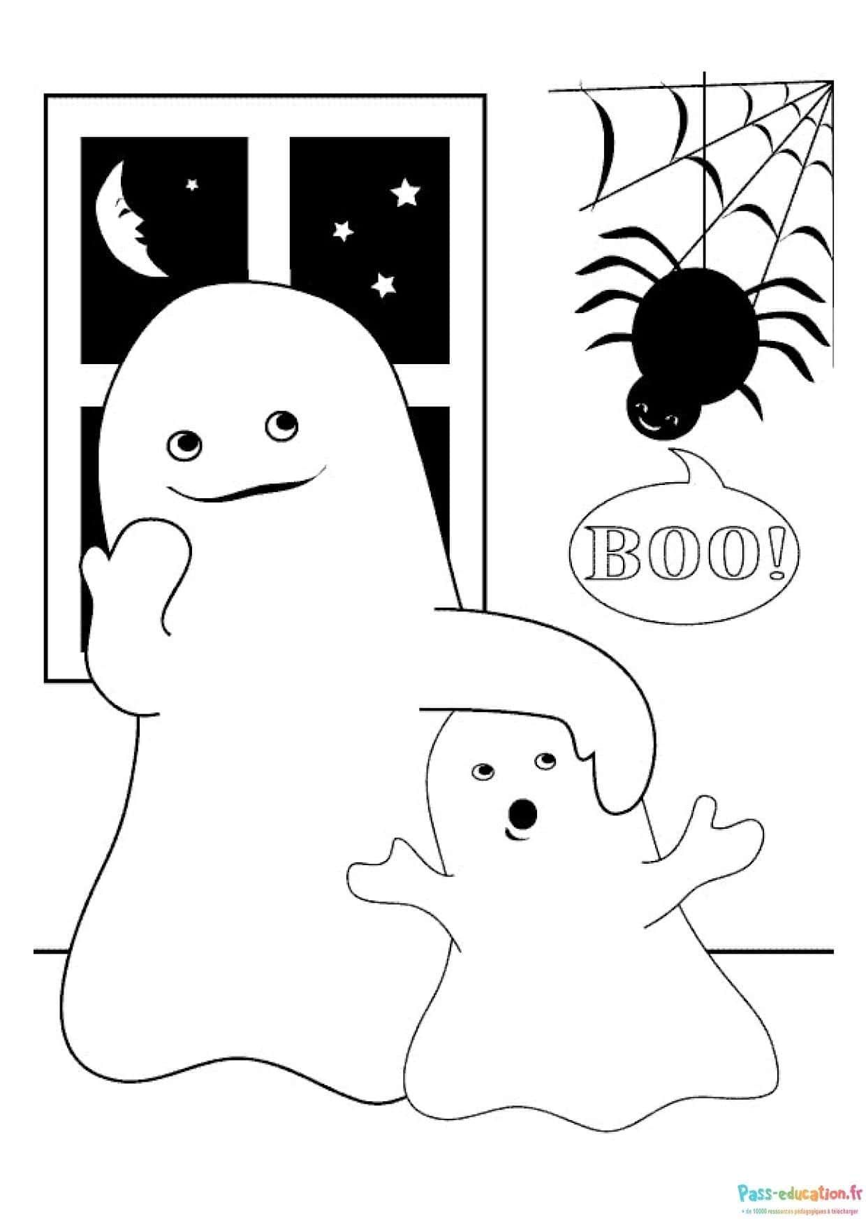 Coloriage Fantômes amicaux à imprimer et colorier