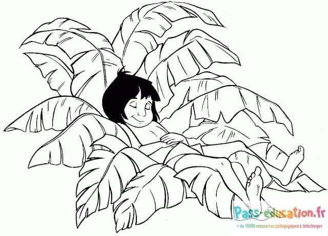 Coloriage Enfant dans la jungle à imprimer et colorier
