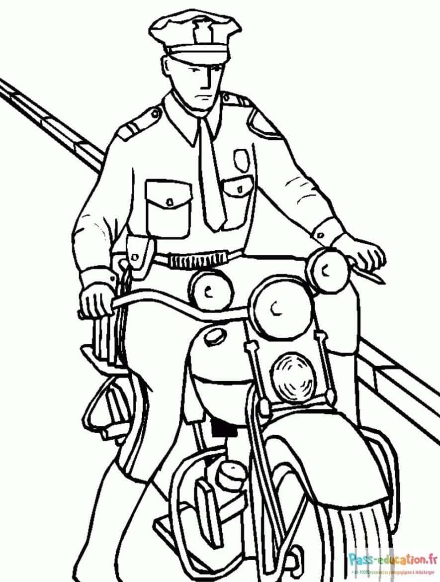 Coloriage Policier à moto à imprimer et colorier