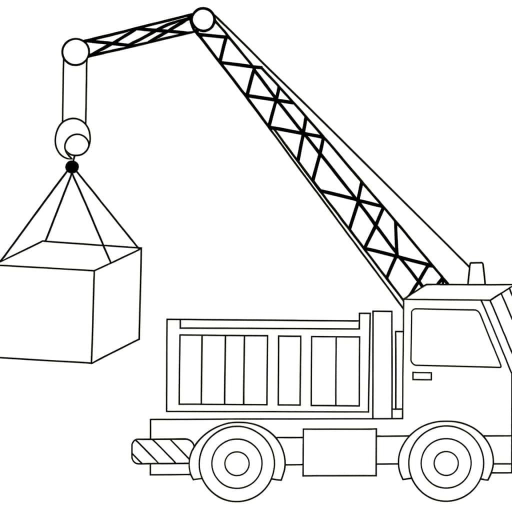 Coloriage Camion grue à imprimer et colorier