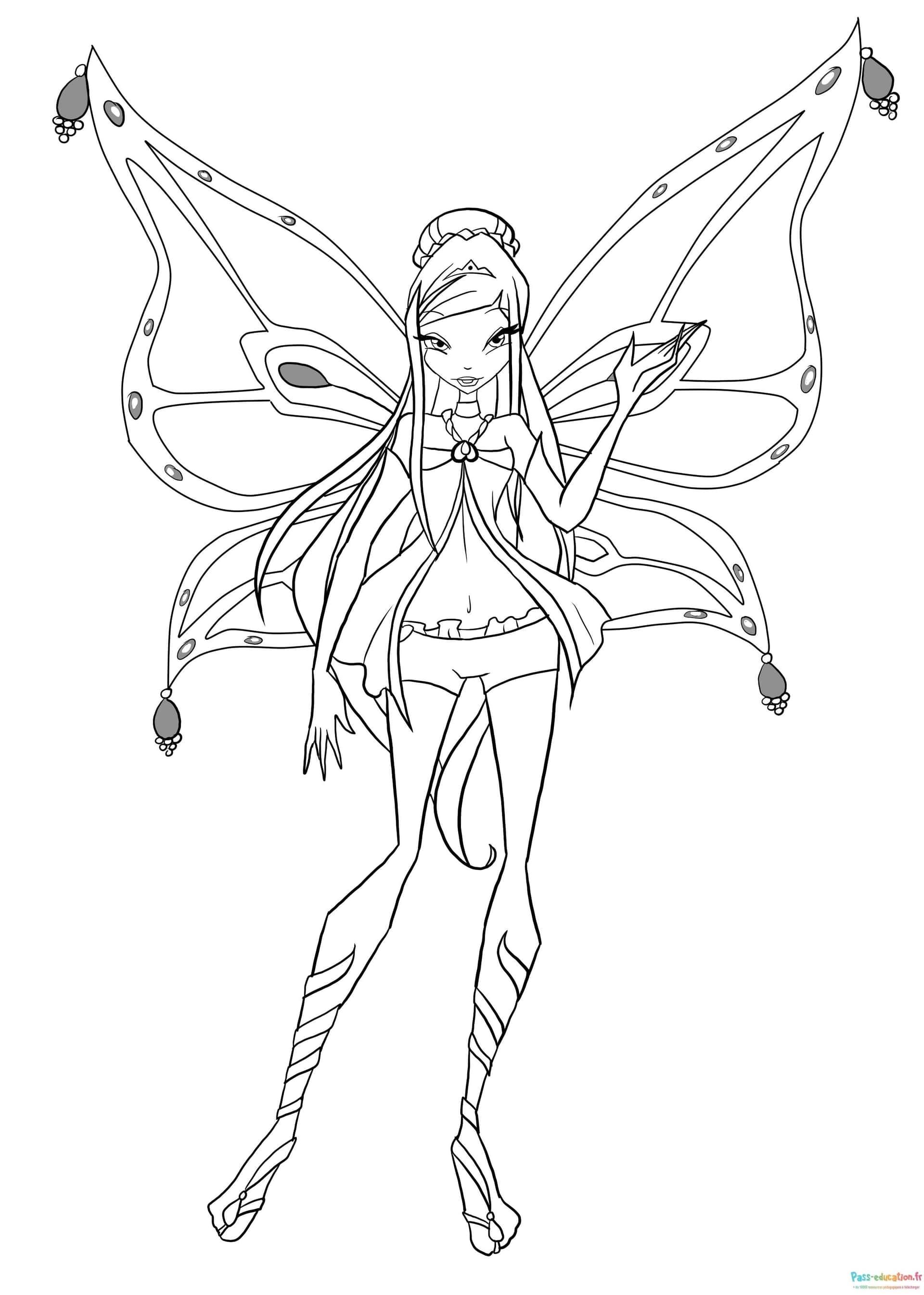 Coloriage Fée Winx en attente à imprimer et colorier