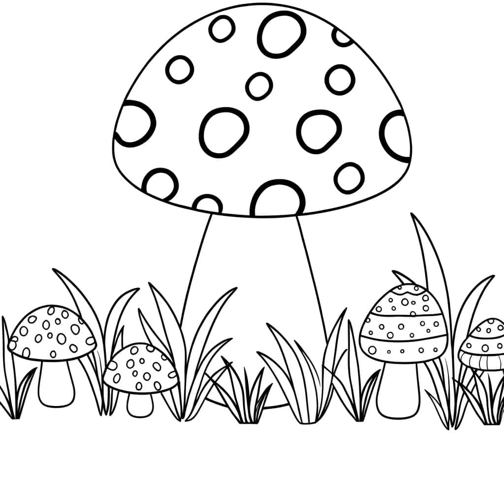 Coloriage Champignons fantaisie à imprimer et colorier