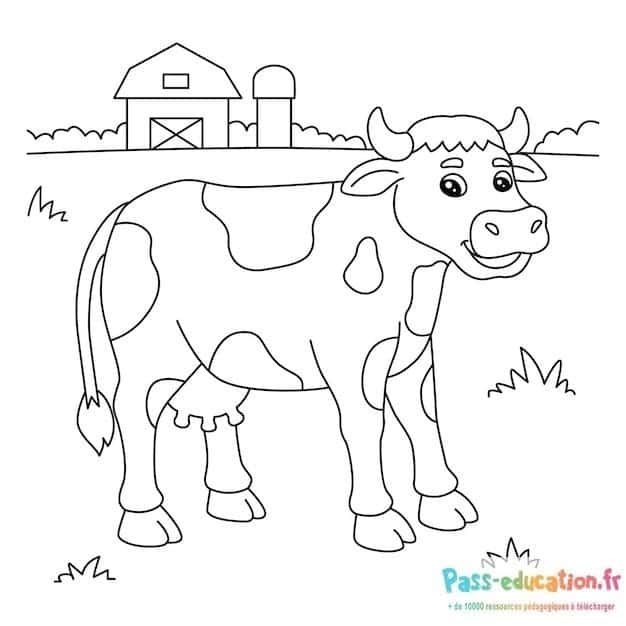 Coloriage Vache à la ferme à imprimer et colorier
