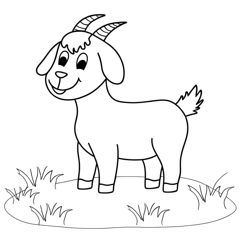 Coloriage Chèvre souriante à imprimer et colorier