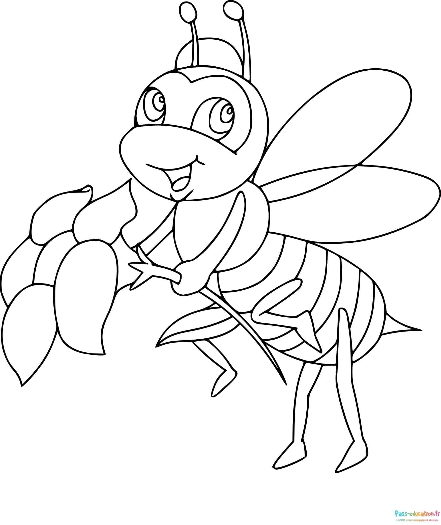 Coloriage Abeille souriante à imprimer et colorier