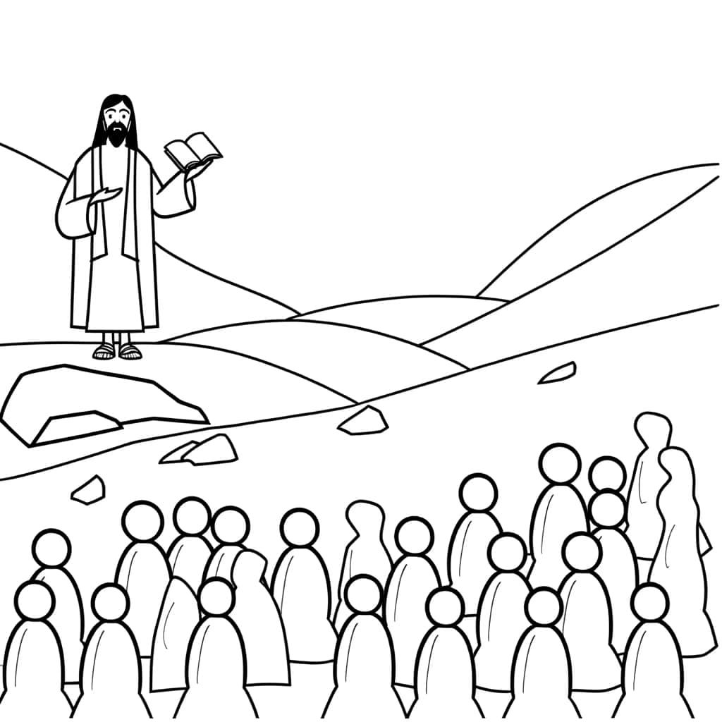 Coloriage Prédicateur et foule à imprimer et colorier