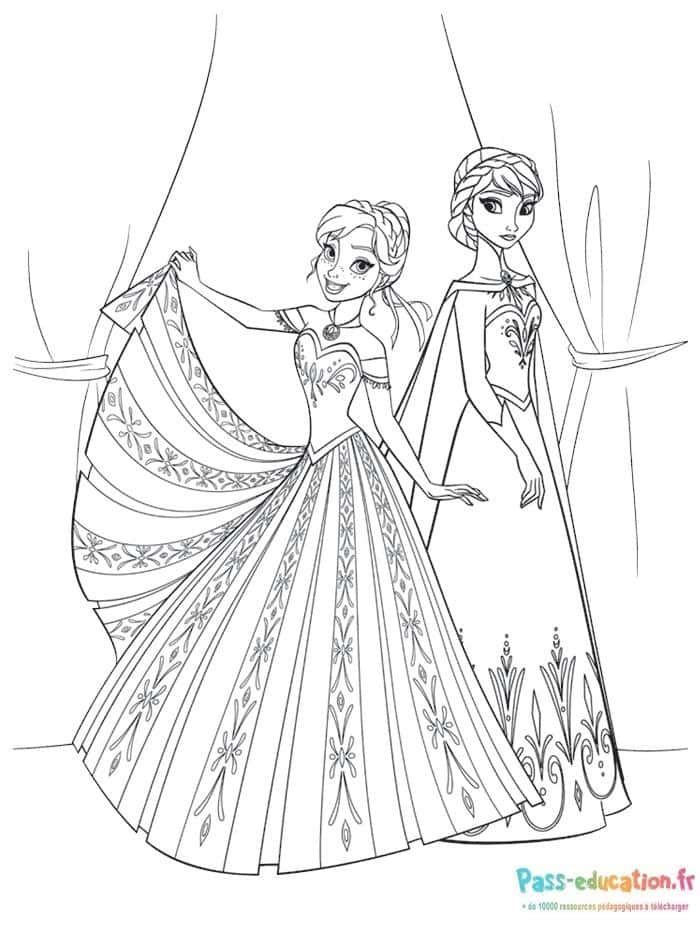 Coloriage Elsa et Anna à imprimer et colorier