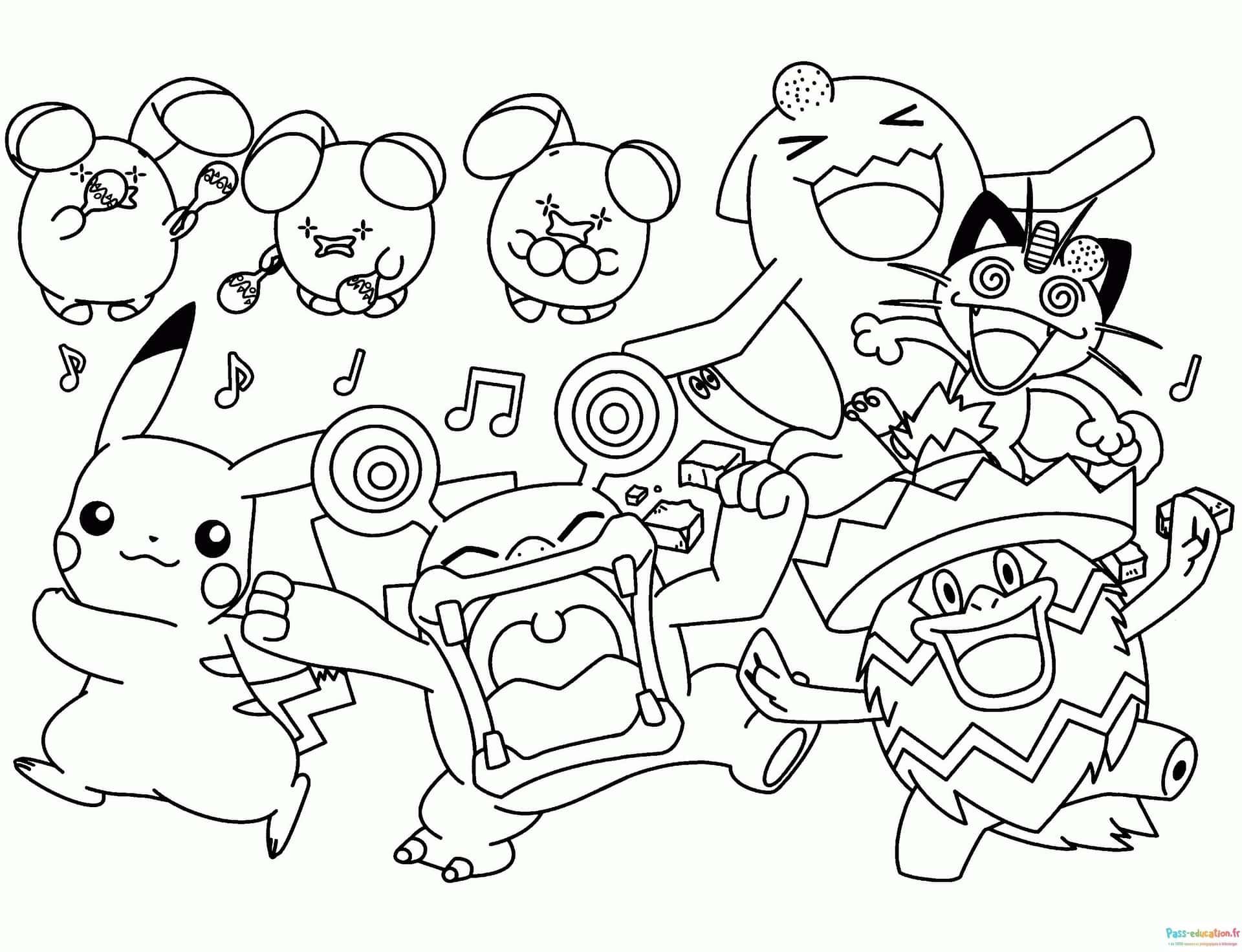 Coloriage Fête Pokémon à imprimer et colorier