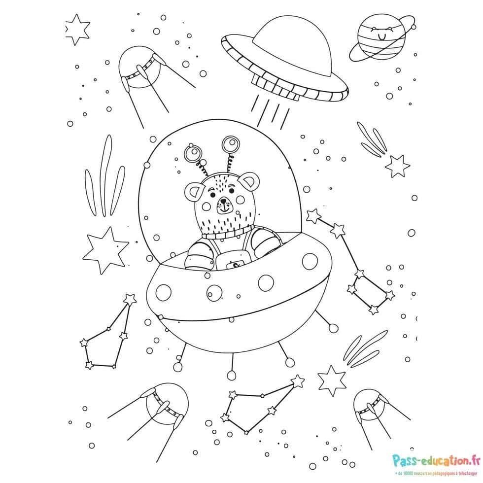 Coloriage Ours astronaute à imprimer et colorier