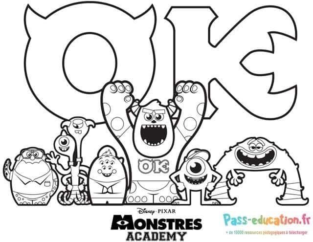 Coloriage Académie de Monstres à imprimer et colorier