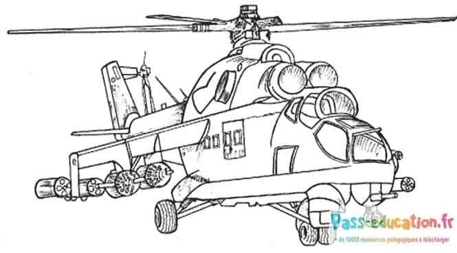 Coloriage Hélicoptère de combat à imprimer et colorier
