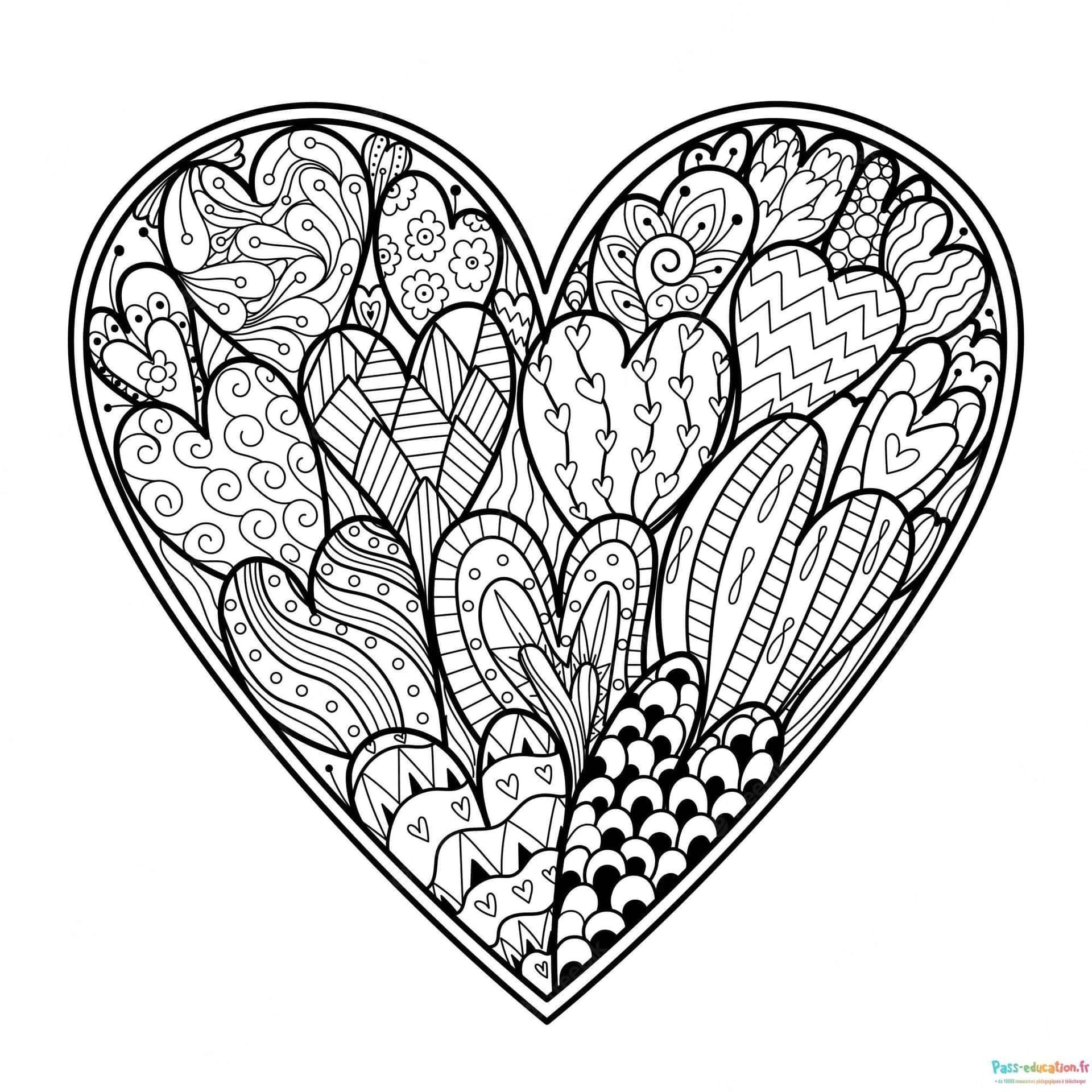 Coloriage Cœur Zendoodle à imprimer et colorier