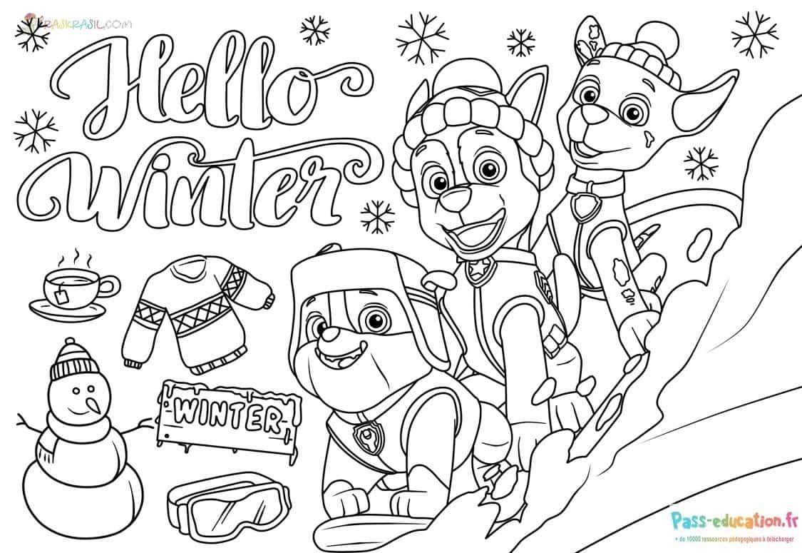 Coloriage Bonjour Hiver à imprimer et colorier