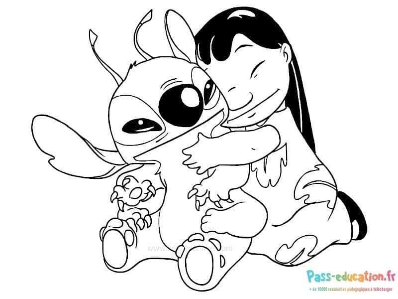 Coloriage Stitch et Lilo à imprimer et colorier