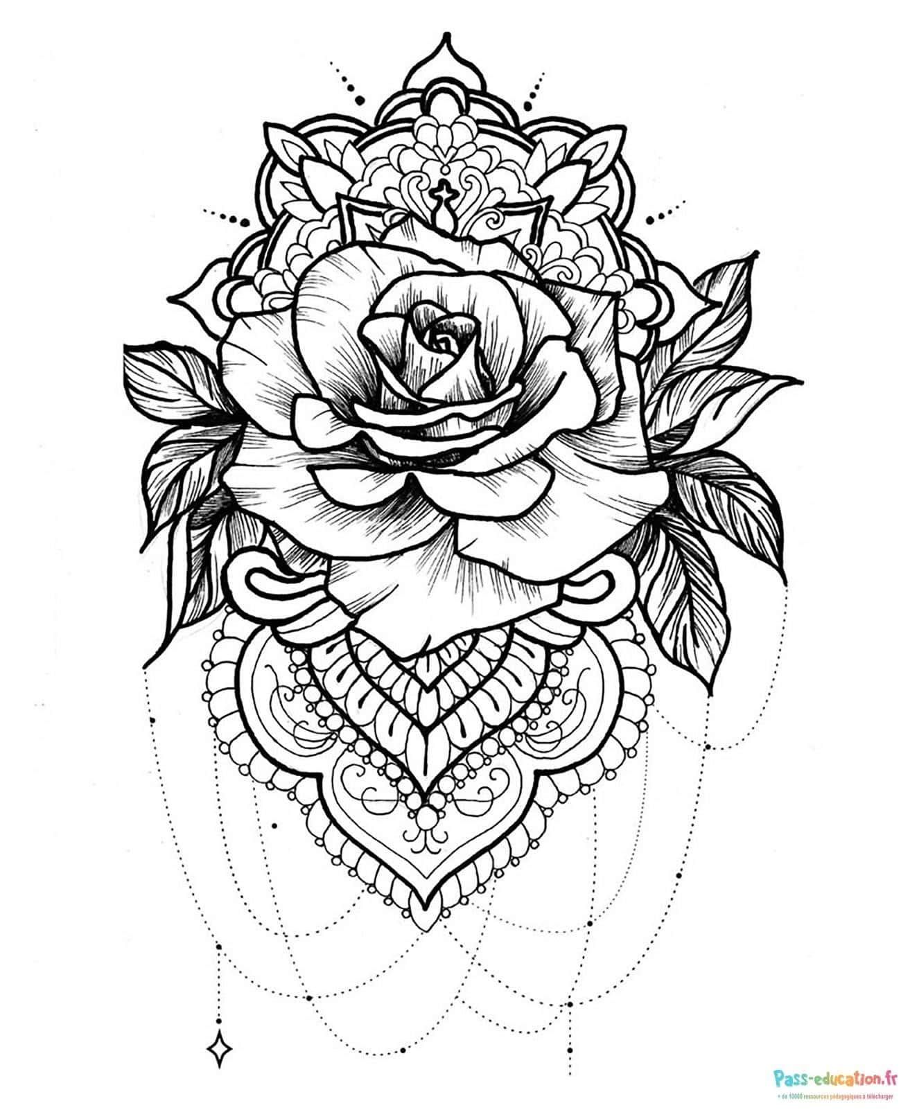 Coloriage Rose mandala à imprimer et colorier