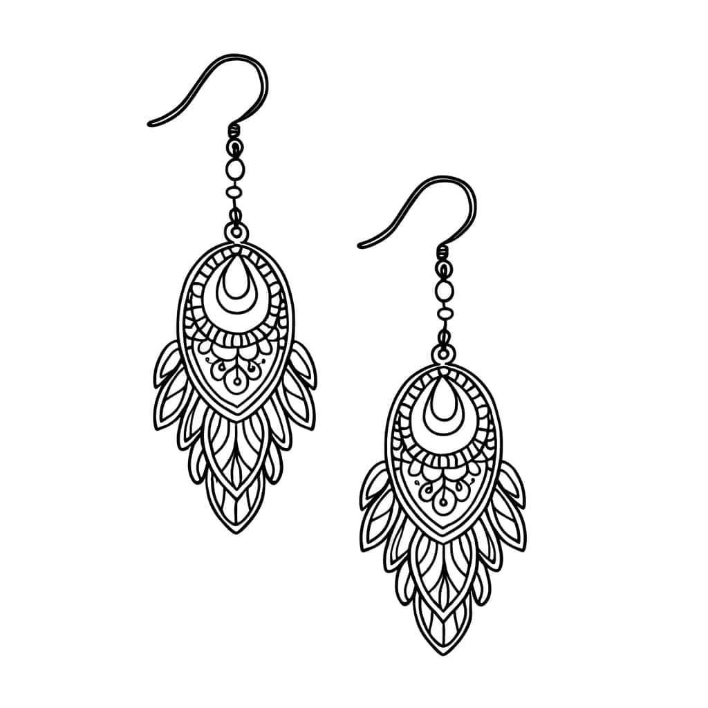 Coloriage Boucles d'oreilles mandala à imprimer et colorier