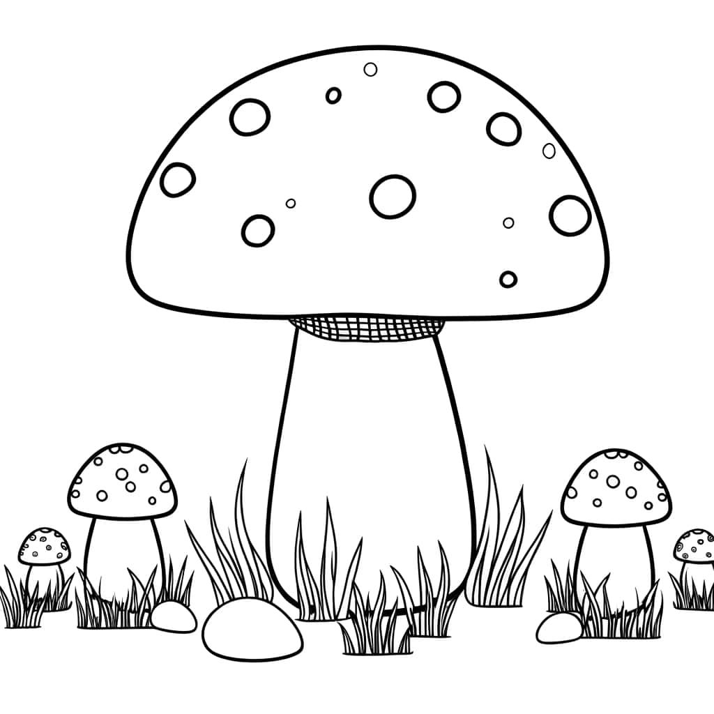 Coloriage Champignon géant à imprimer et colorier