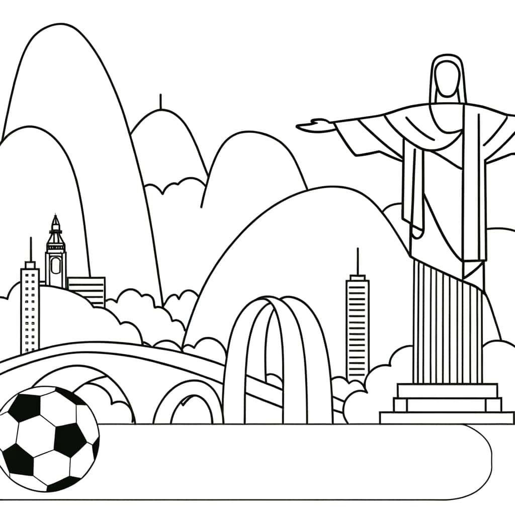 Coloriage Brésil stylisé à imprimer et colorier