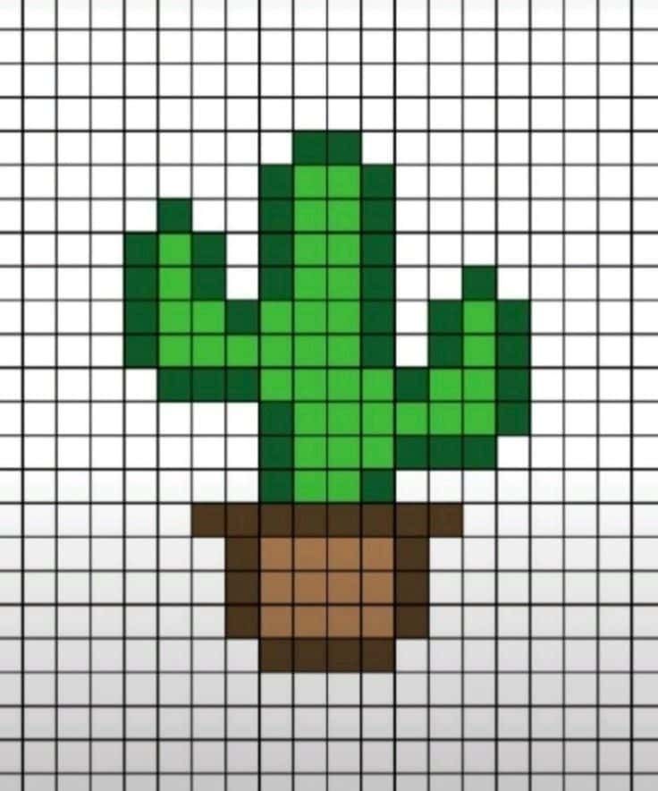 Coloriage Cactus pixelisé à imprimer et colorier