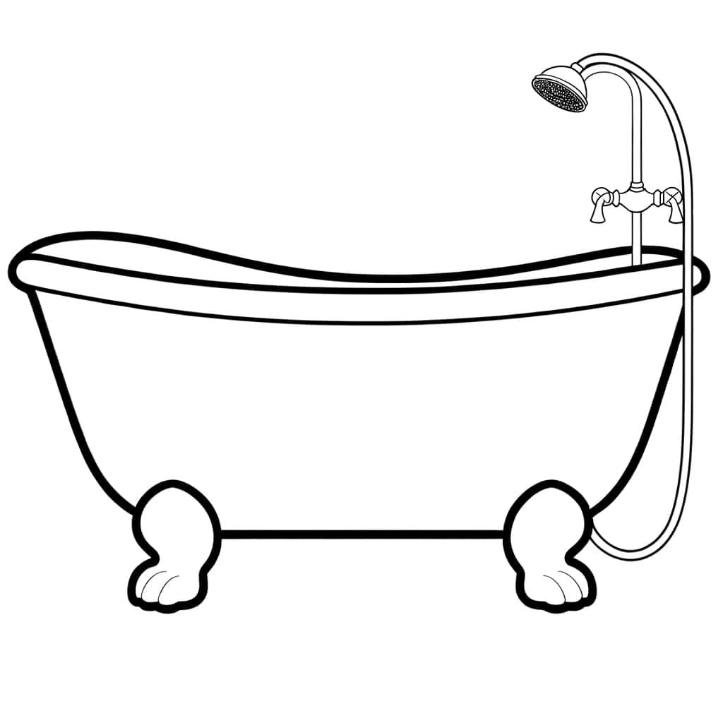 Coloriage Baignoire avec pieds à imprimer et colorier