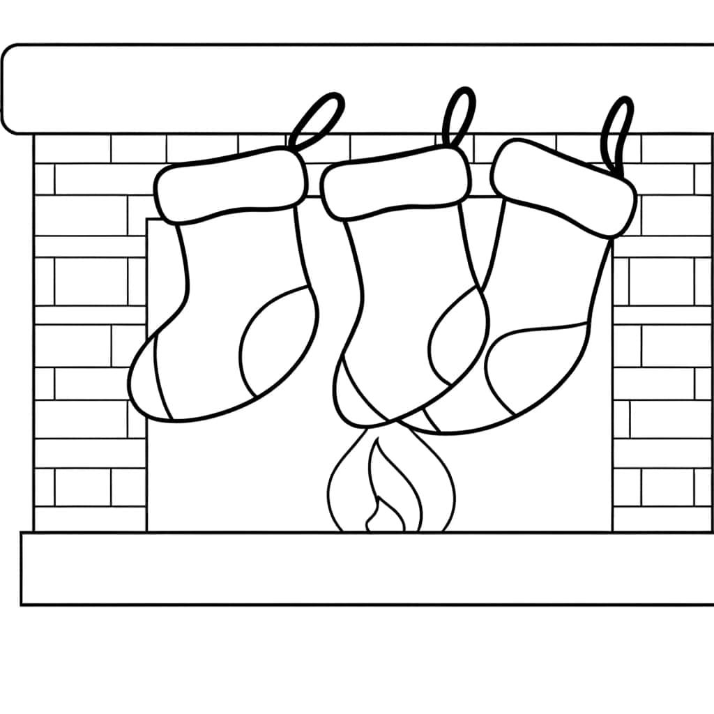 Coloriage Trois chaussettes de Noël à imprimer et colorier