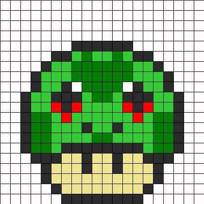 Coloriage Champignon pixel à imprimer et colorier