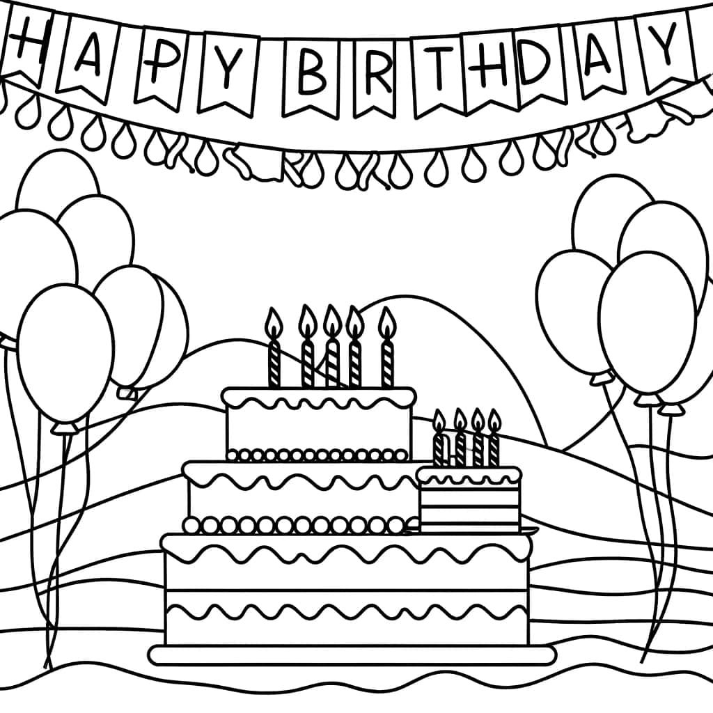 Coloriage Fête d'anniversaire à imprimer et colorier