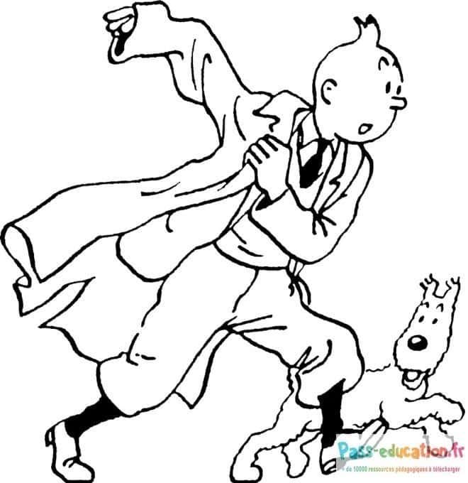 Coloriage Tintin et Milou à imprimer et colorier