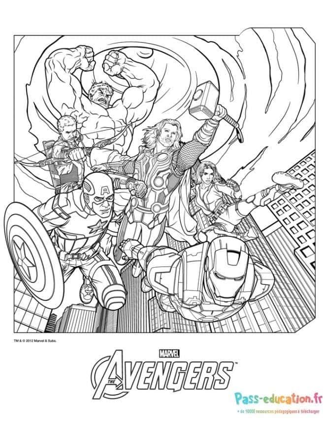 Coloriage Avengers en action à imprimer et colorier